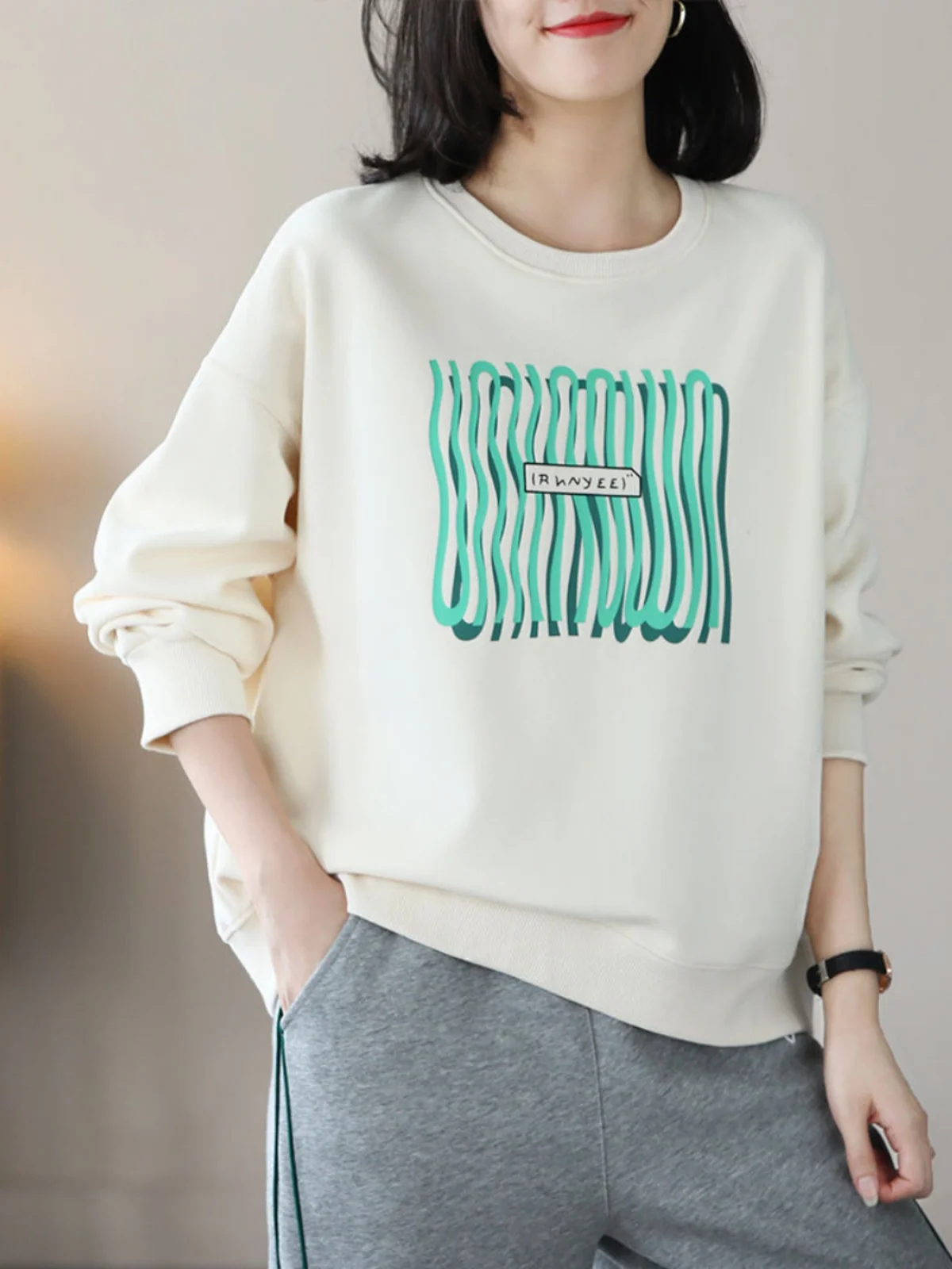 Bluza damska plus size z czystej bawełny, luźna, długa, modna, uniwersalna warstwa bazowa, wiosna-jesień, styl koreański.