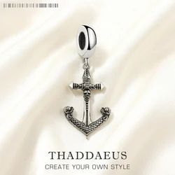 Skull Anchor Pendant Dangle Charm New Fine Jewelry Real 925 Sterling Silver Rebel Stree Punk Gift For Women Men