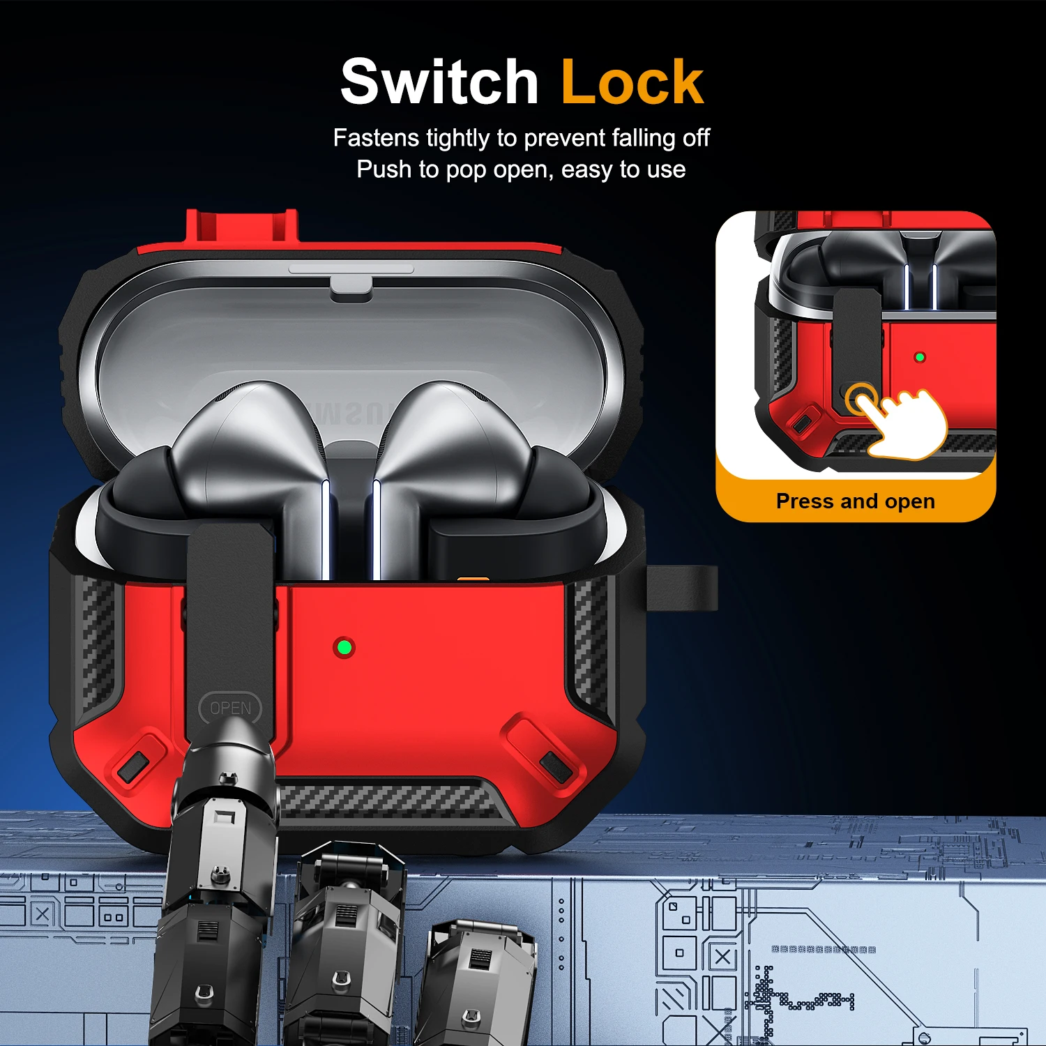 

Earphone Cases for Samsung Galaxy Buds 3 and 3 Pro Headphone Protective Cover Soft TPU Shockproof Protector Sleeve With Hook