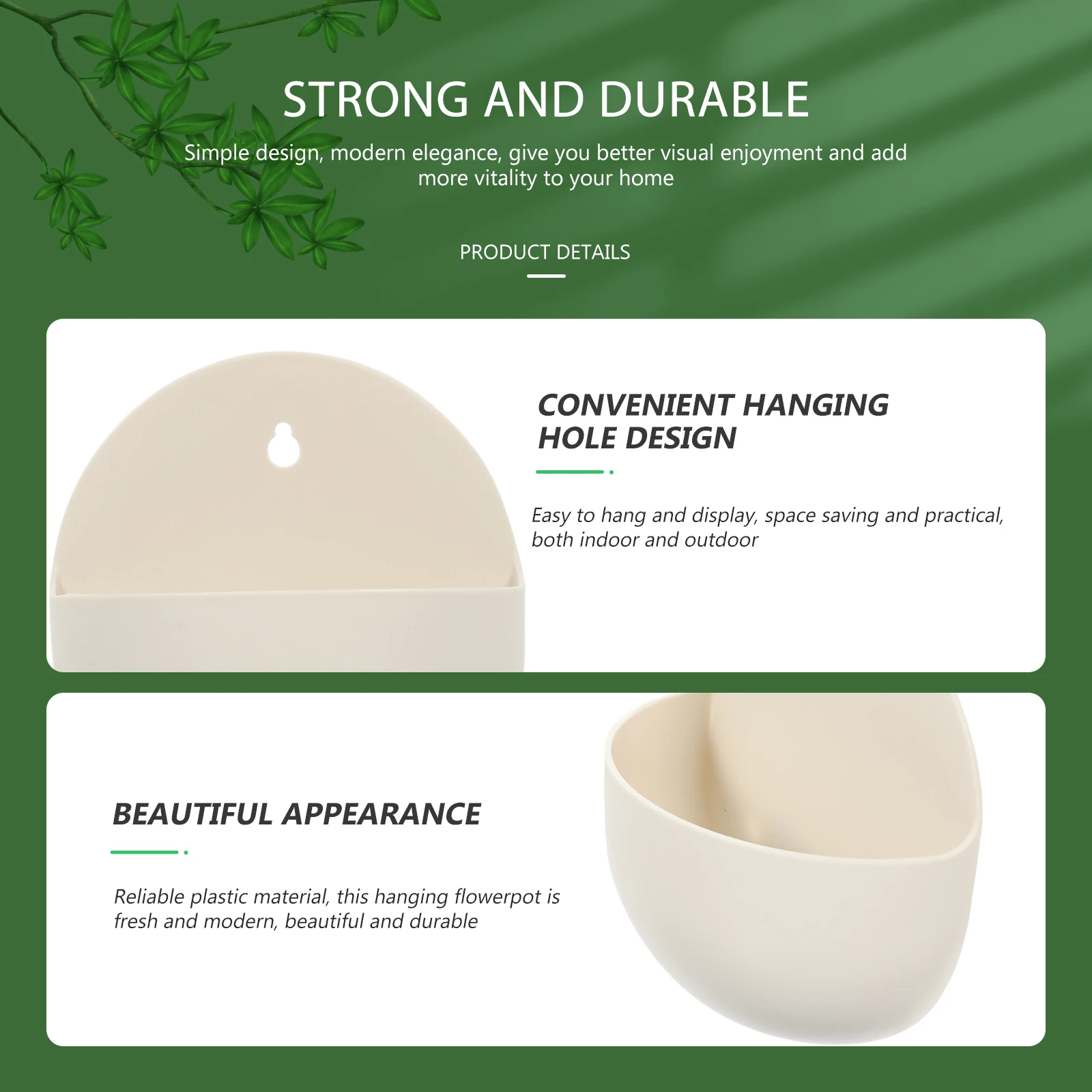 

4pcs Wall Hanging Flower Pot Durable Plastic Planter Semi Circle Balcony Garden Decorative Bucket Storage Container Planting