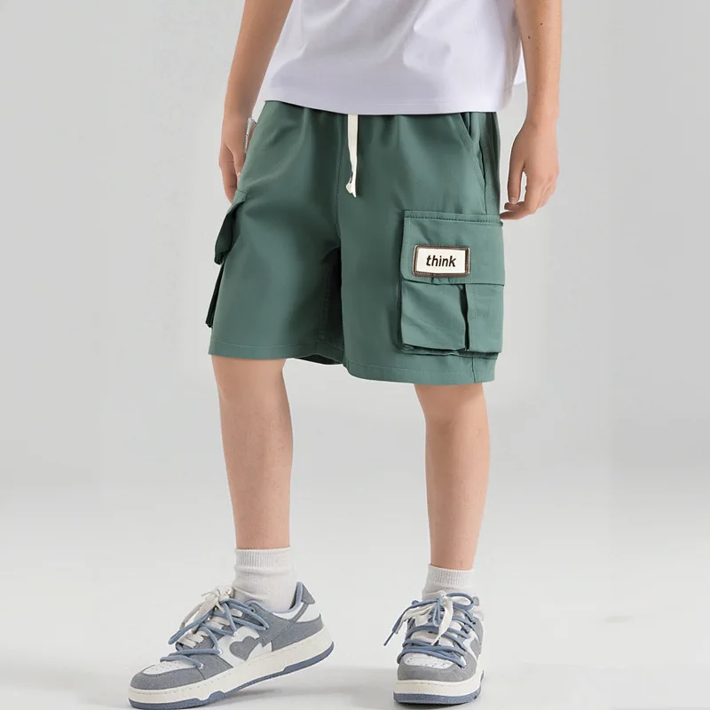 Summer Boys Overalls Shorts 2026 Fashion Children's Pants Trendy Handsome Casual Five-point Pants for Kids Teenager Trousers