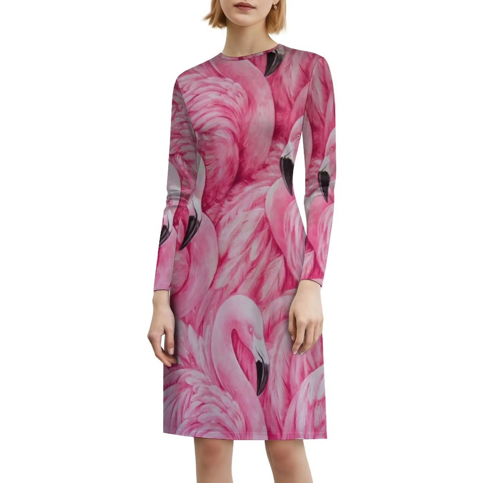 فستان بوهو أنيق بنمط فلامنغو وردي أنيق لحفلات الزفاف على الشاطئ فستان فلامنغو وردي وردي فلامنغو فلامنغو مساء #6