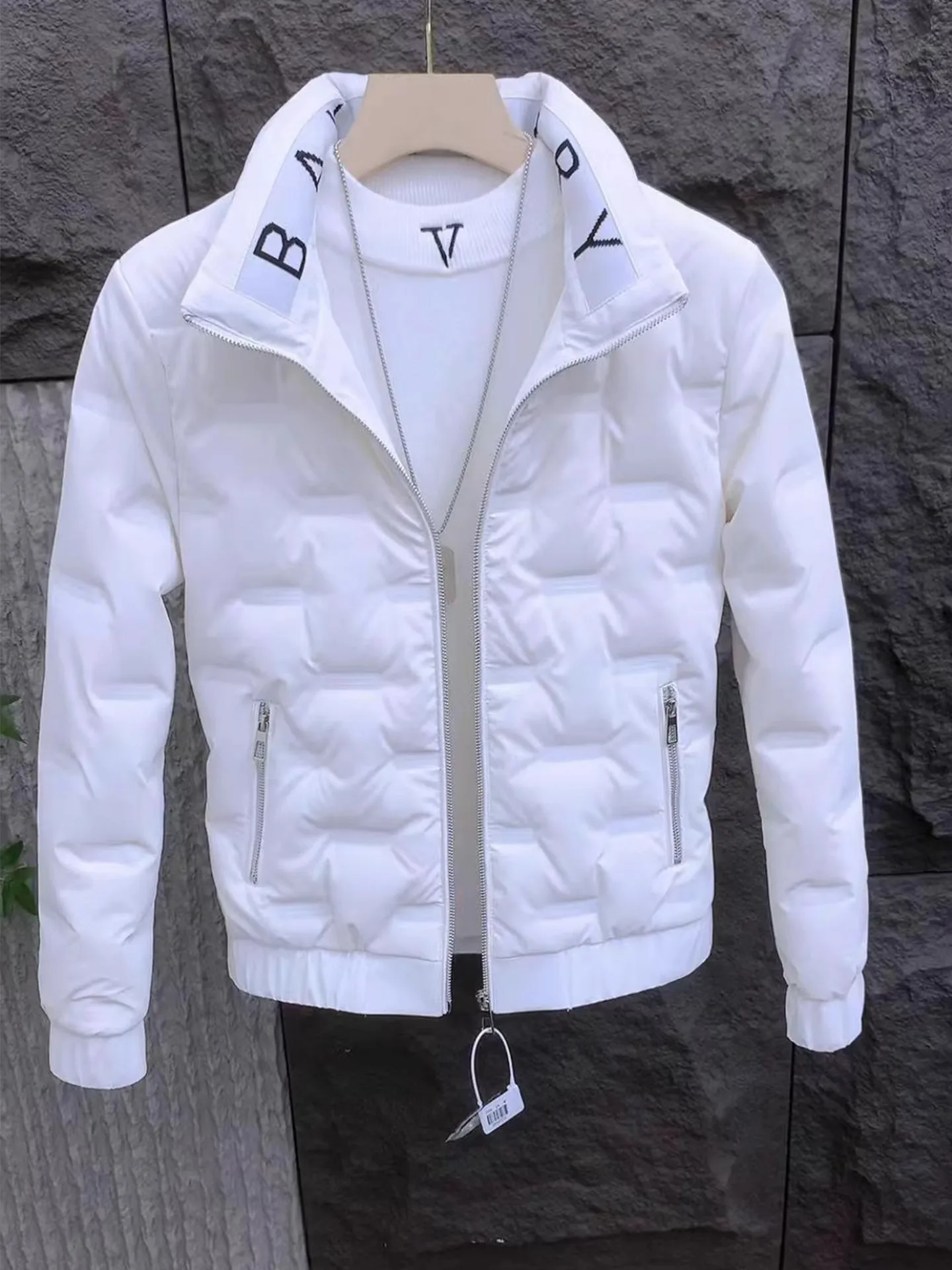 

Модная зимняя мужская хлопковая куртка приталенного кроя с утеплителем из полиэфирного волокна, на молнии, с длинными рукавами, для молодежи, повседневная, теплая