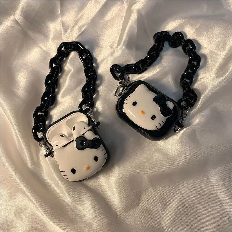 Черный чехол Hello Kitty для Airpods Pro, милый мягкий чехол для 3D наушников из ТПУ с брелоком для Airpods Pro 2