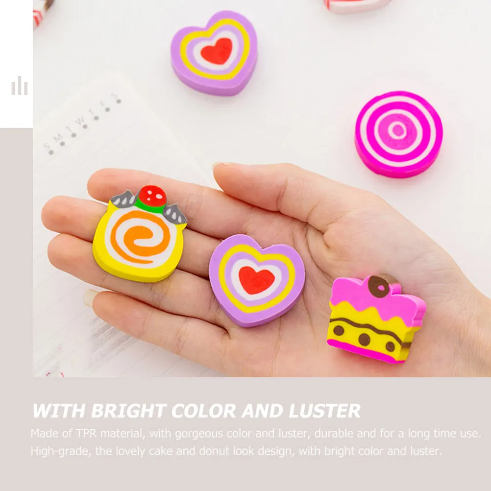 

18 Pcs Donut Cake Eraser Kid Erasers Cartoon Bulk Tpr Cute Kawaii Toddler