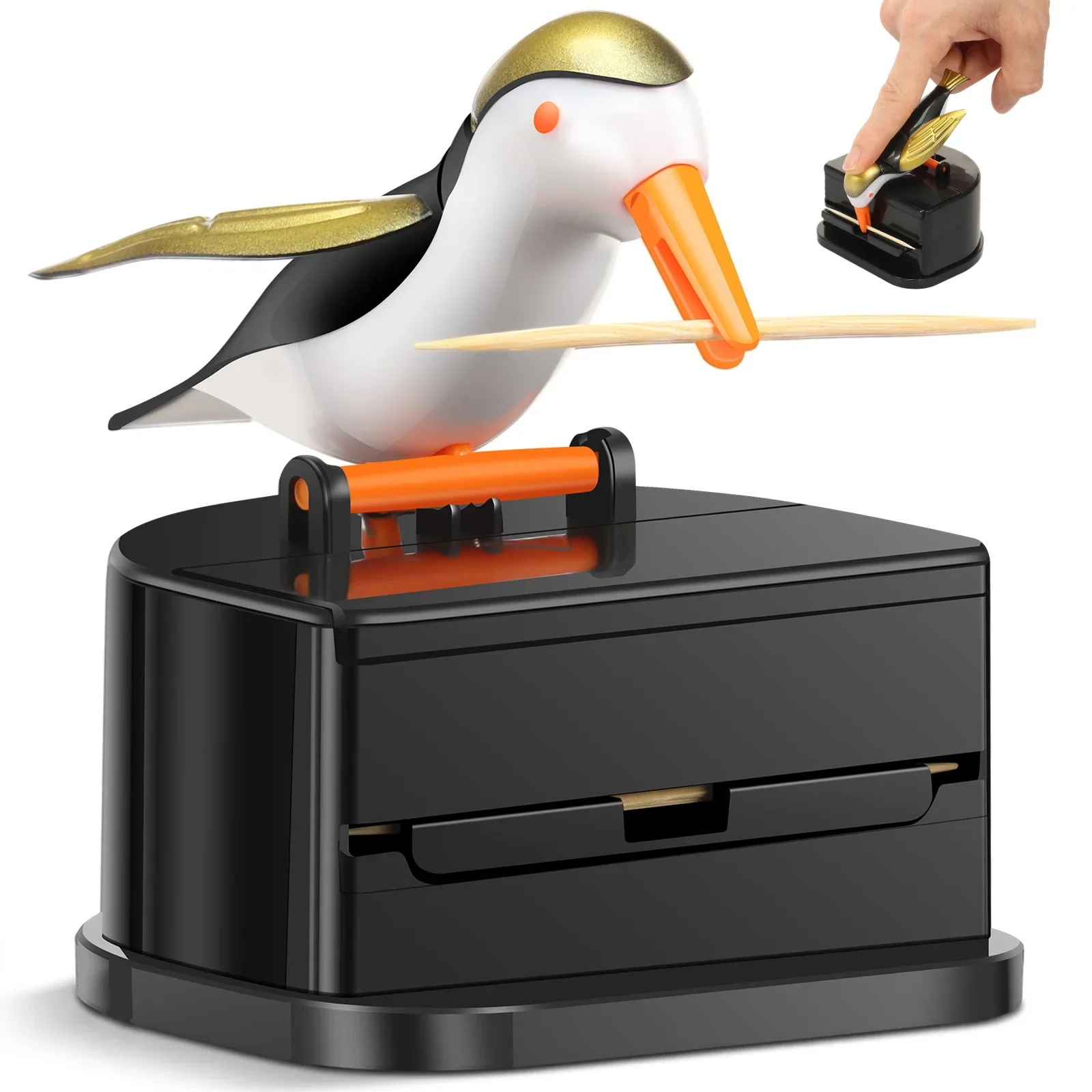 Vogel-Zahnstocher-Spender Kreativer Zahnstocherhalter Drucktyp Cartoon Kleiner Vogel Zahnstocherbehälter Dekorative Zahnstocherbox