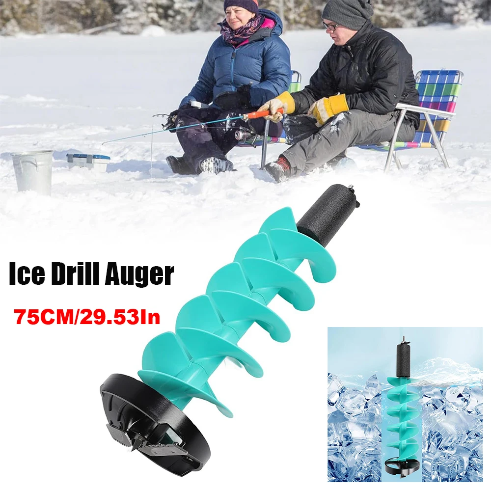 Ice Drill Auger 2 Steel Blades Impact Resistance Electric Drill Auger 6 Inch Rotating Diameter 30 inch Long for Winter Fishing