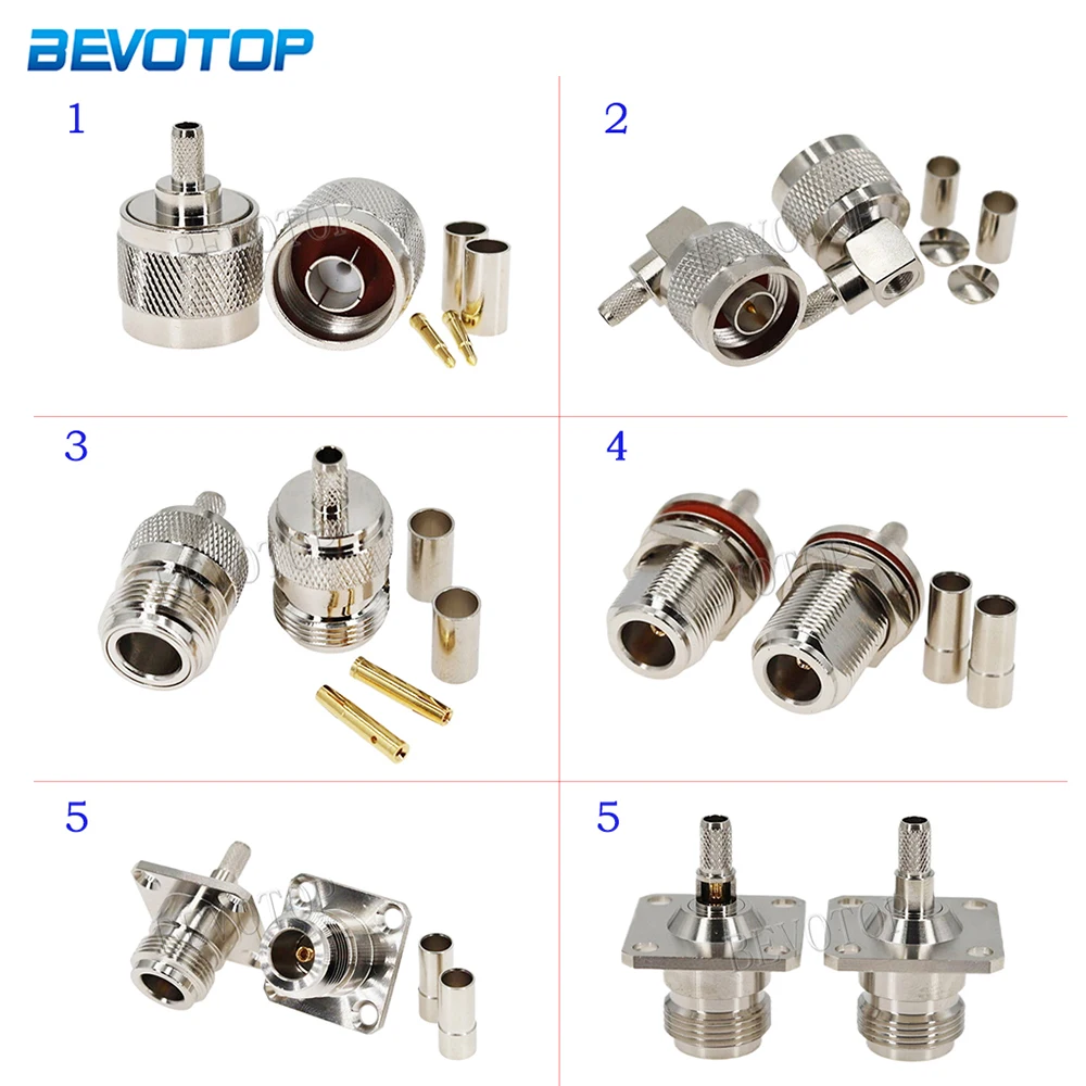 

1Pcs L16 N Type Male or Female 50-3 RF Coax Connector Crimp for RG58 RG142 RG223 RG400 LMR195 Cable High-Quality Low-Loss 50 Ohm