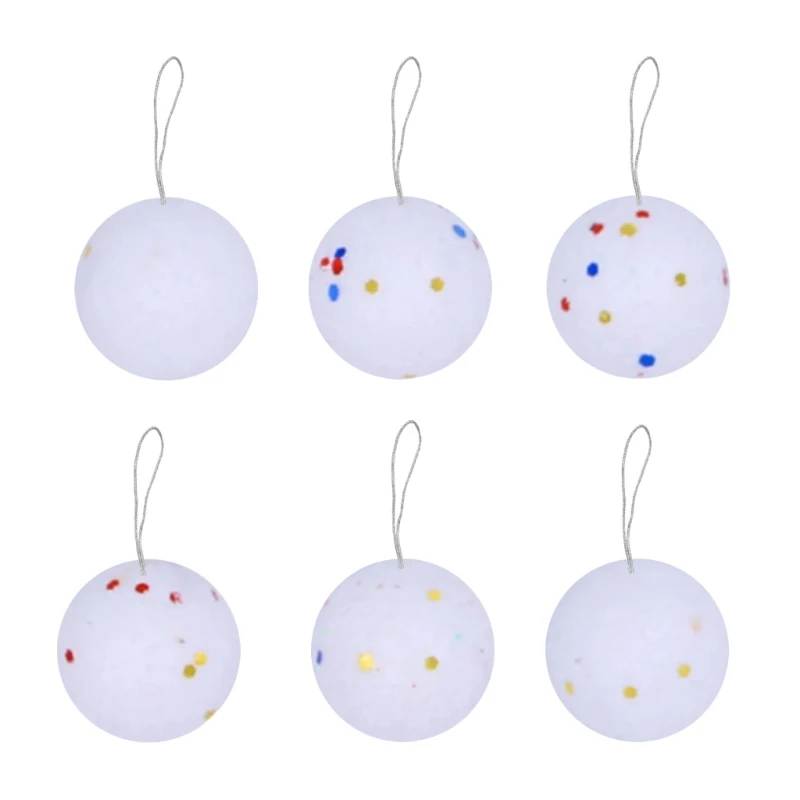 6Pcs White Foams Snowballs Christmas Tree Hanging Ornaments Shatterproofs for Holiday Decorating