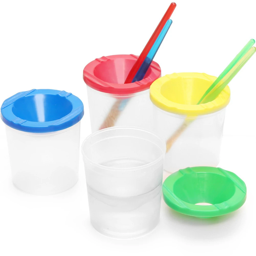 Paint Cups with Colored Lids Paint Water Cup Lightweight Reusable for Artist Watercolor Painting Art Crafts Supplies
