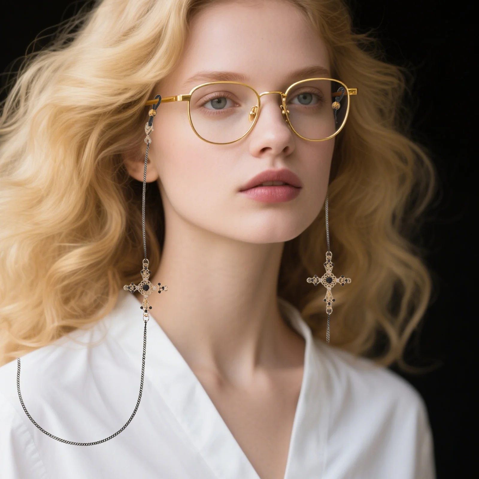 

2 Pcs Gothic Glasses Hanging Chain for Eyeglass Chains Women Stylish Strap Neck Cord Lanyard