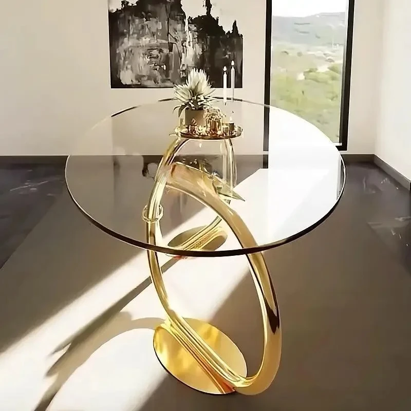 X0 Tavolo da pranzo in vetro temperato di lusso leggero italiano nuovo soggiorno piccolo appartamento casa moderna tavolo da pranzo creativo