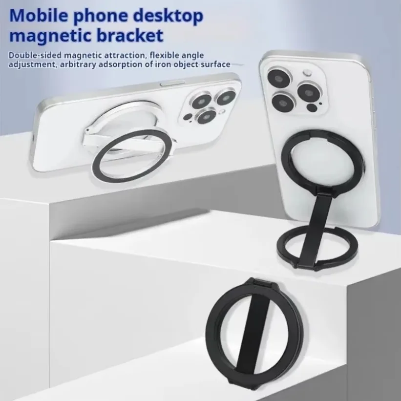 

Foldable Double-faced Magnetic Phone Holder 360° Rotation Lazy Finger Ring Cell Stand For Magsafe iPhone 16 15 14 13 12 Pro Max