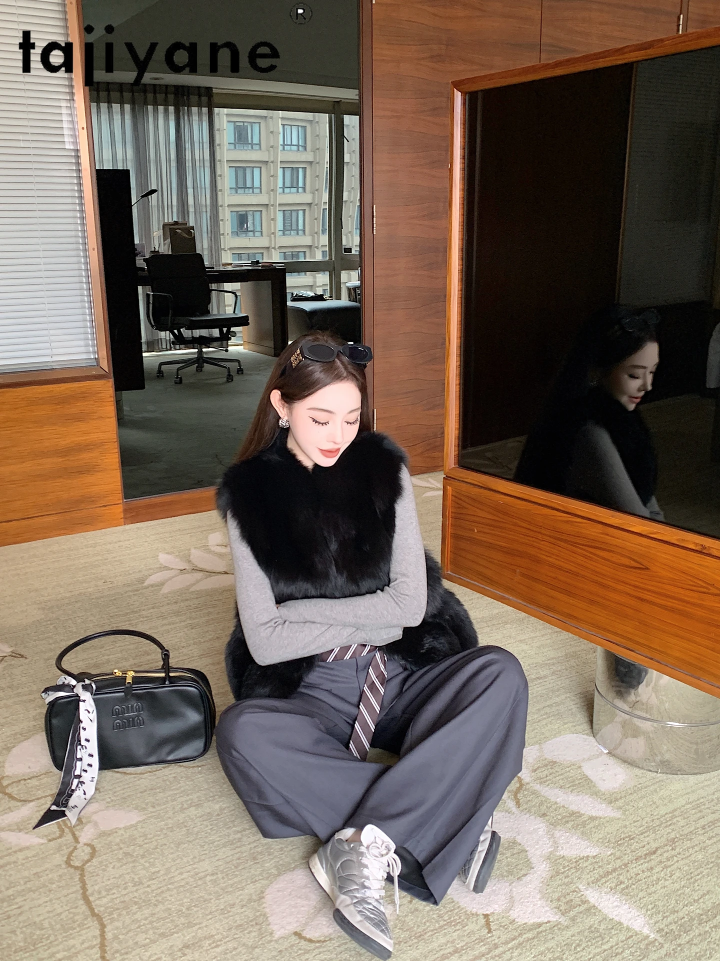 TAJIYANE 100% 천연 여우털 조끼 여성용 럭셔리 민소매 리얼 퍼 코트 2025 겨울 의류 짧은 조끼 여성용