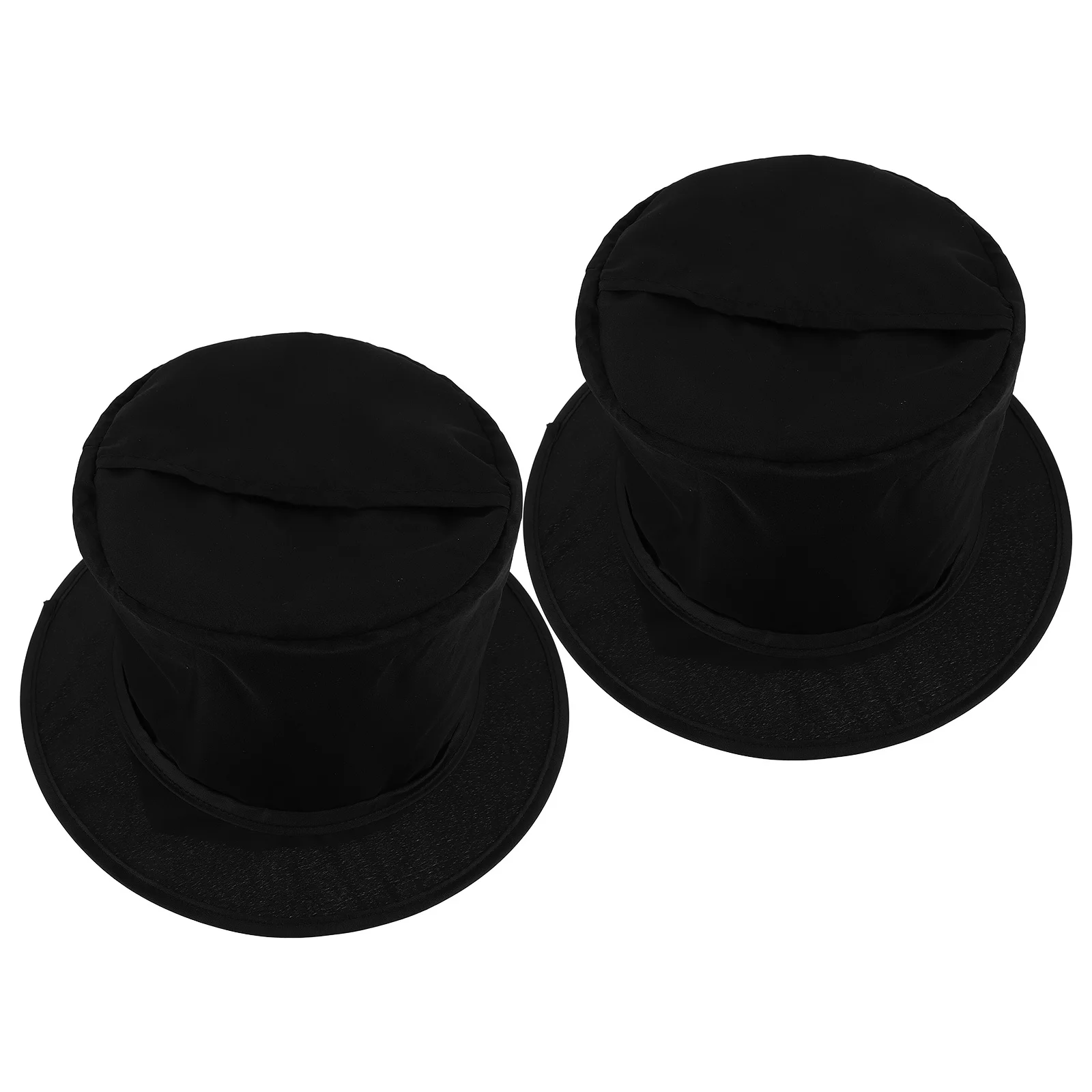 หมวกทรงสูงแบบพับได้สีดำ 2 ชิ้น สำหรับชุดนักมายากล งานปาร์ตี้ งานแฟนซี งานคาร์นิวัล การแสดงบนเวที อุปกรณ์ประกอบฉากคริสต์มาส หมวกทรงสูงสำหรับผู้ชาย