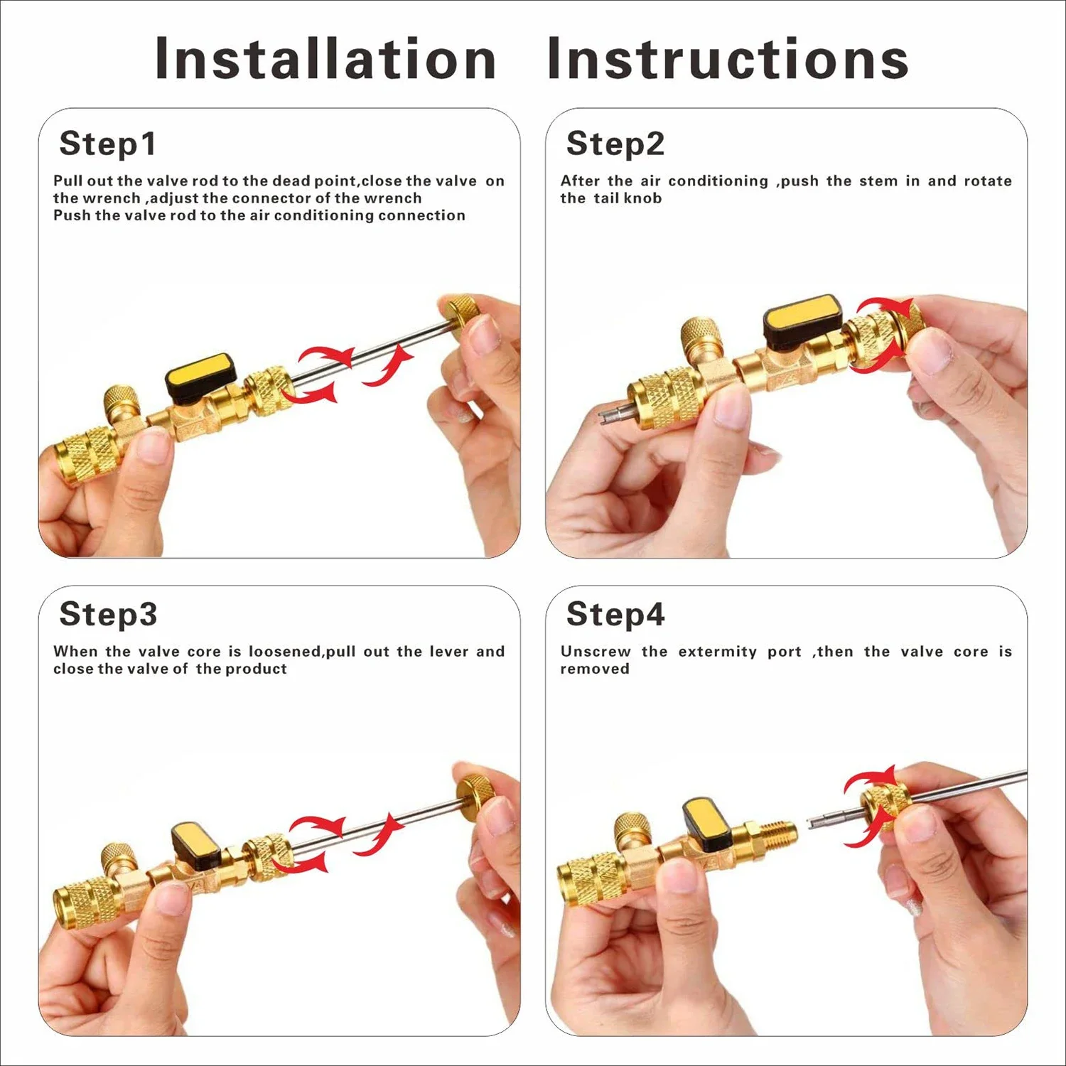 Valve Core Remover Installer Kit with Dual Size 1/4