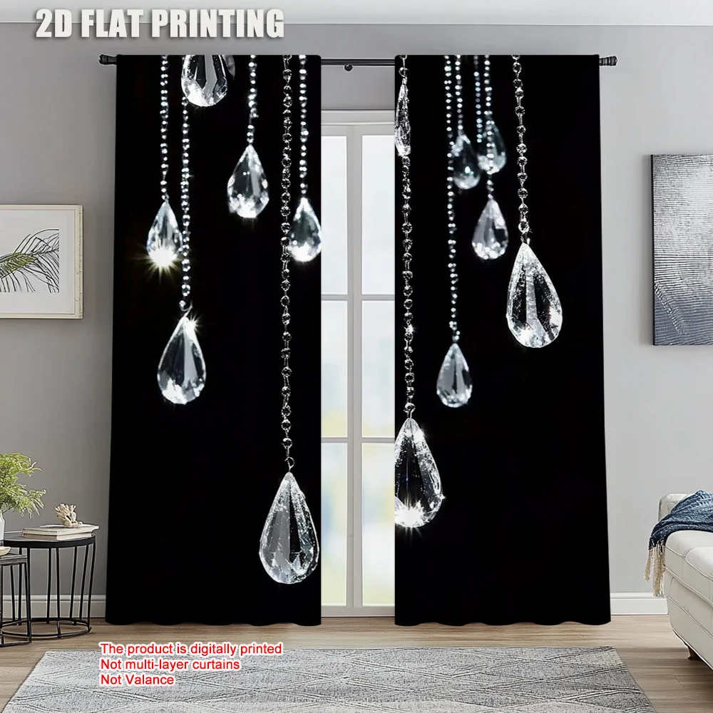 

2pc, Window Treatment Curtains Silvery Versatile 100% Polyester,Without Electricity Birthday Party Applies to Apartment