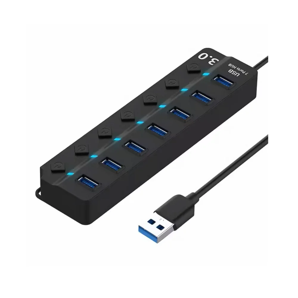 3.0 USB Hub 7 in 1 USB Adapter USB Switch Independent Dock Cable 30cm