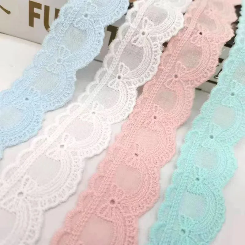 3cm Cotton Embroidered Multicol Flower Lace Fabric Dubai Wide Sewing DIY Trim Wedding Applique Ribbon Collar Cloth Guipure Decor