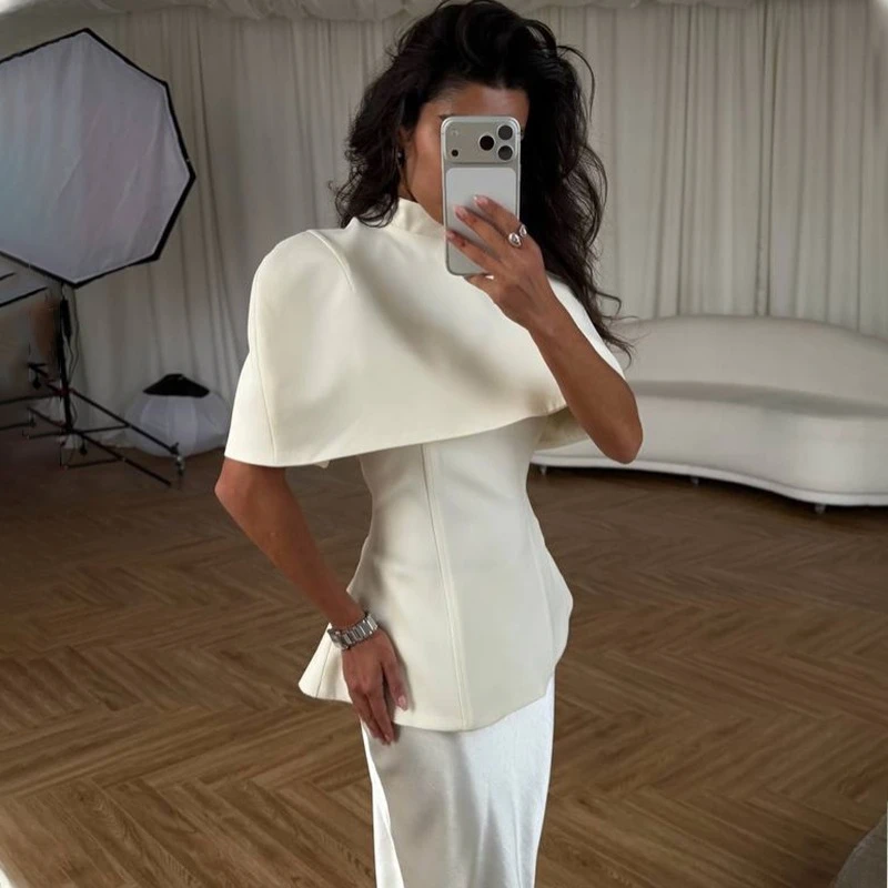 

TARUXY Elegant Shawl Coat Top Two-Piece set 2026 Women's Spring Summer New Slim Solid party Set female Commuter Fashion Suit