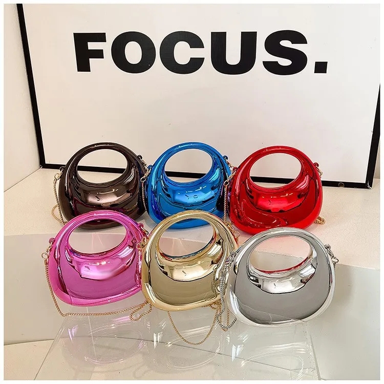 أزياء سلسلة حزام حقيبة صغيرة الهلال القمر الاكريليك أحمر الشفاه عملة المحفظة الاطفال حقيبة كروسبودي حقيبة كتف صغيرة الرافعة للفتيات