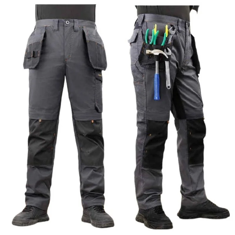 Elastic Workwear Pants, Men\'s Wear-resistant Cargo Trousers, Loose Outdoor Multipurpose Pants, Labor Protection Pants