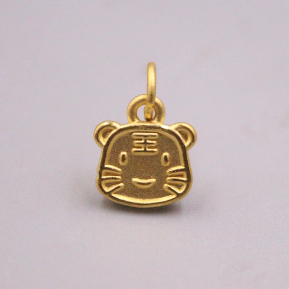 

1pcs Pure 999 Real 24k Yellow Gold Pendant 3D Zodiac Tiger Pendant Bead /0.66g 7/16inch Length