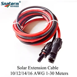 1 Pair Solar Panel Extension Cable Copper Wire Black and Red with solar Connector Solar PV Cable 6/4/2.5 mm2 10/12/14 AWG