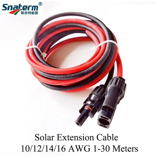 1 par de cables de extensión de Panel Solar, Cable de cobre negro y rojo con conector solar, Cable Solar fotovoltaico de 6/4/2,5 mm2 10/12/14 AWG