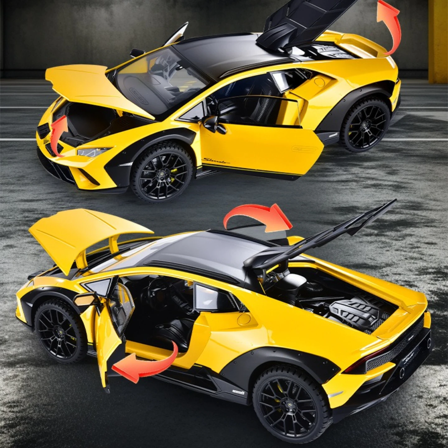 Huracan Sterrato-modelo de coche de aleación para niños, juguete coleccionable con sonido y luz, regalo de cumpleaños, 1:24