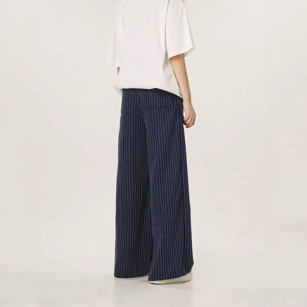 Pantalon Cargo gothique à rayures bleues pour femmes, Baggy Harajuku Y2k Emo Vintage surdimensionné décontracté, jambes larges, vêtements japonais des années 2000