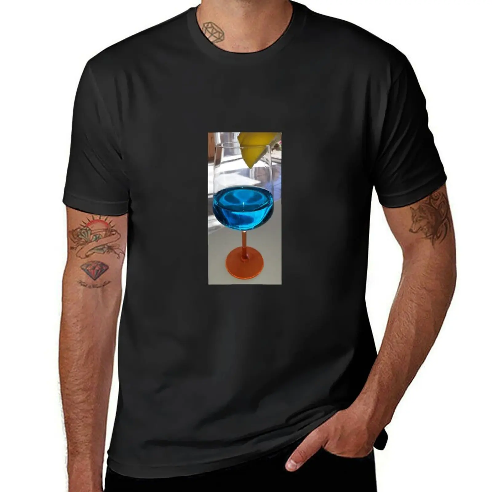 Blue cocktail, mixed drink, women T-Shirt tops Aesthetic clothing mens clothes