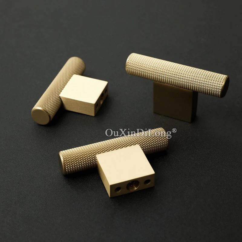 

New 10PCS Solid Brass Knurled T-Bar Furniture Pulls Handles Drawer Pulls Wardrobe Cupboard Kitchen TV Wine Cabinet Pulls Knobs