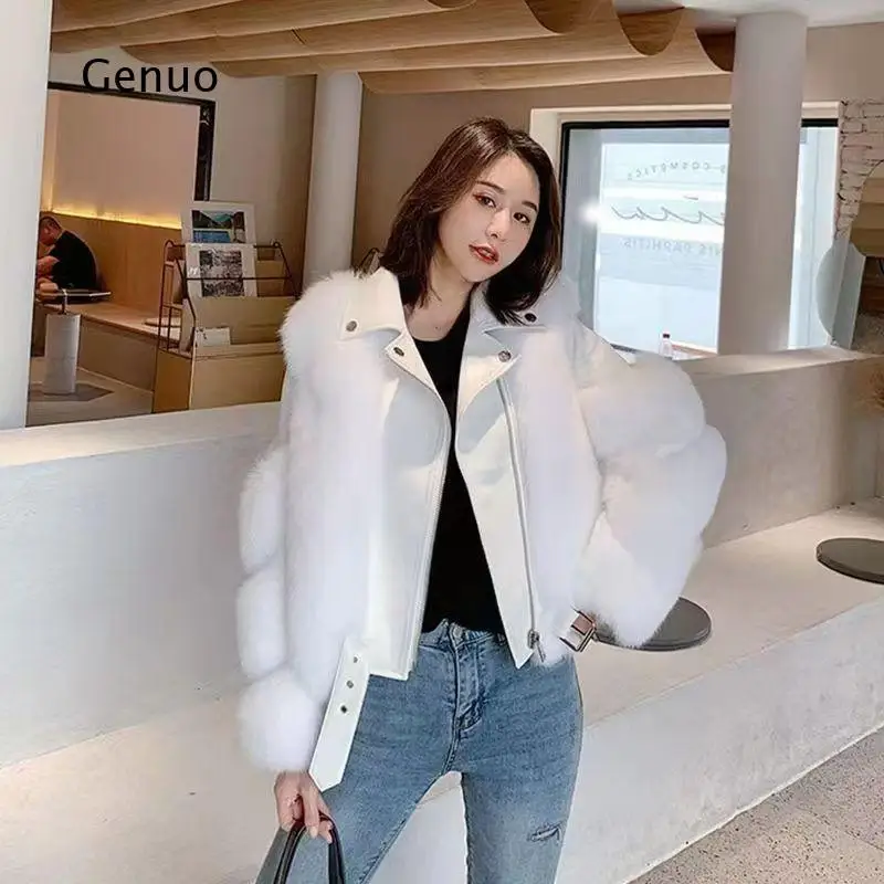 Winter Faux Fox Fur Jacket Warm Fluffy Outerwear Casual Elegant Coat for Autumn Daily Streetwear Fashion Trend