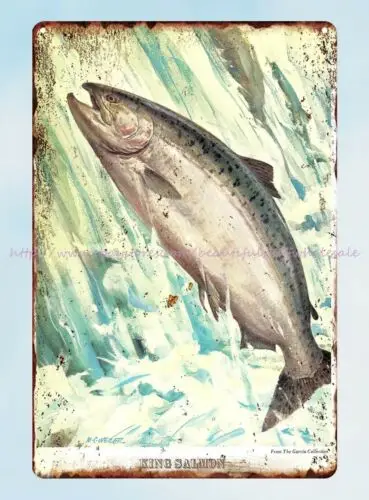 Garcia Catalog Fish king salmon metal tin sign studio shops wall plaques