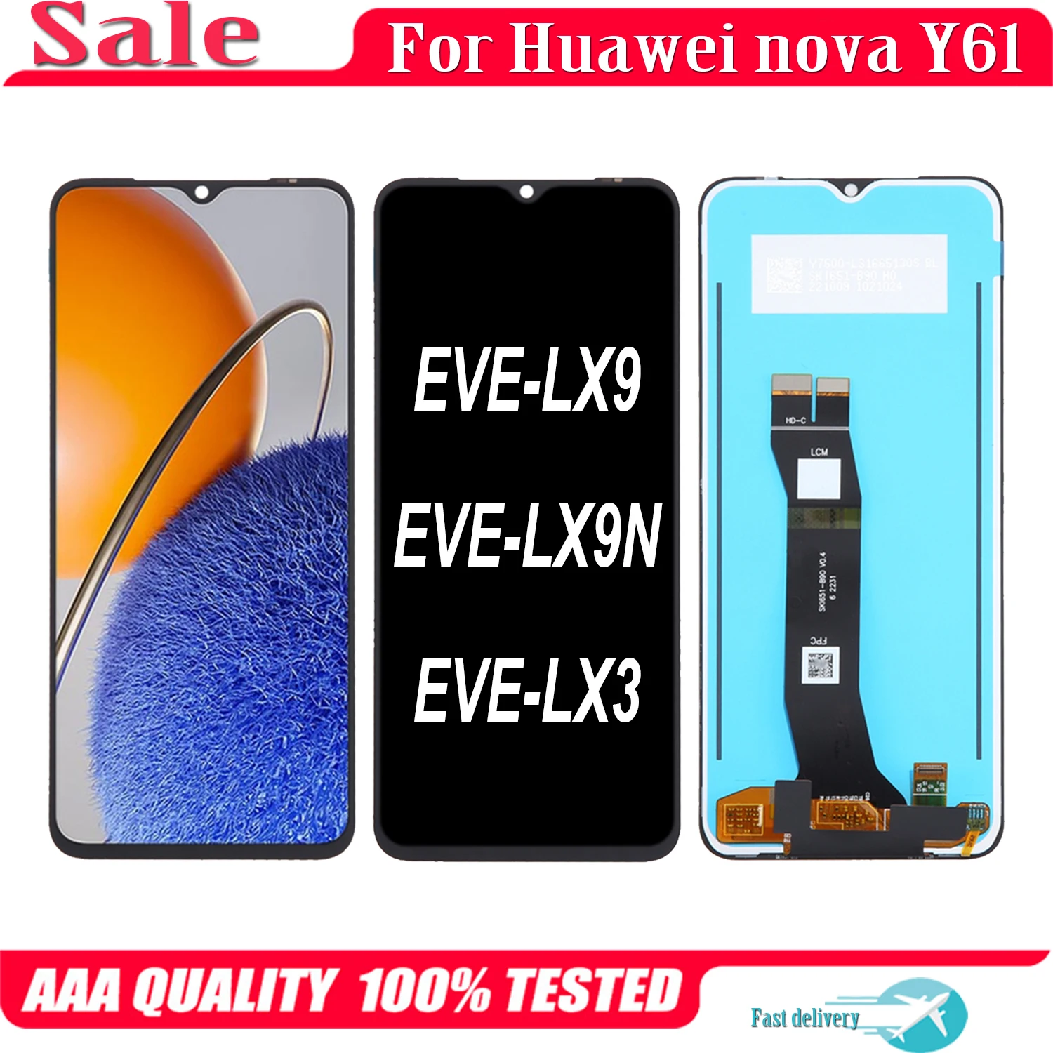 

6.52'' Original For Huawei Nova Y61 LCD NovaY61 EVE-LX9 EVE-LX9N EVE-LX3 Display Touch Screen Digitizer Assembly