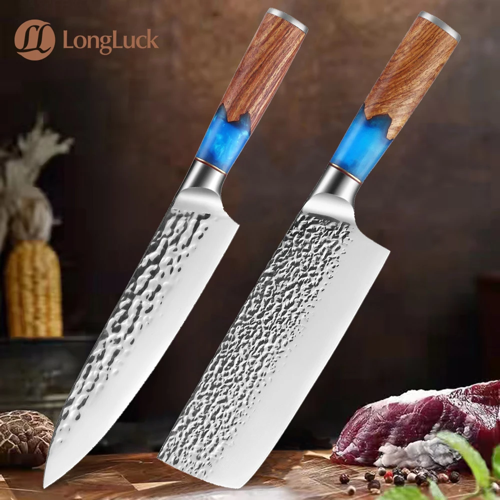 

Stainless Steel Chef Knife Set Forged Non-Stick Professional Sharp Santoku Utility Cleaver Fruit Vegetable Kitchen Knives