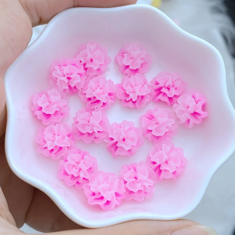 60Pcs New Cute Resin 13mm Mini Colorful Flower Series Flat Back Manicure Parts Embellishments For Hair Bows Accessories