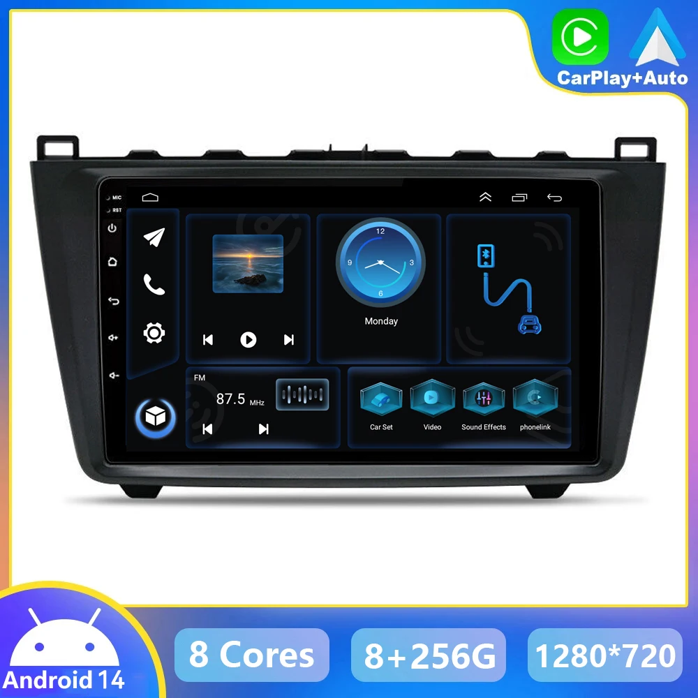 

For Mazda 6 2007 - 2011 2012 2 Din Android 14 Car Radio Multimedia Video Player Stereo Carplay Auto 4G Head Unit GPS DSP RDS