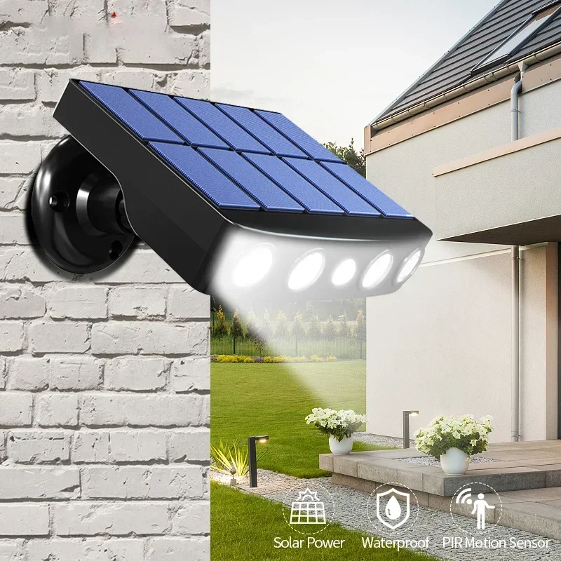 Applique murale solaire à 62 LED avec détecteur de mouvement, imperméable conforme à la norme IP65, éclairage d'extérieur, idéal pour un jardin, un garage, une cour ou une rue, nouveau modèle