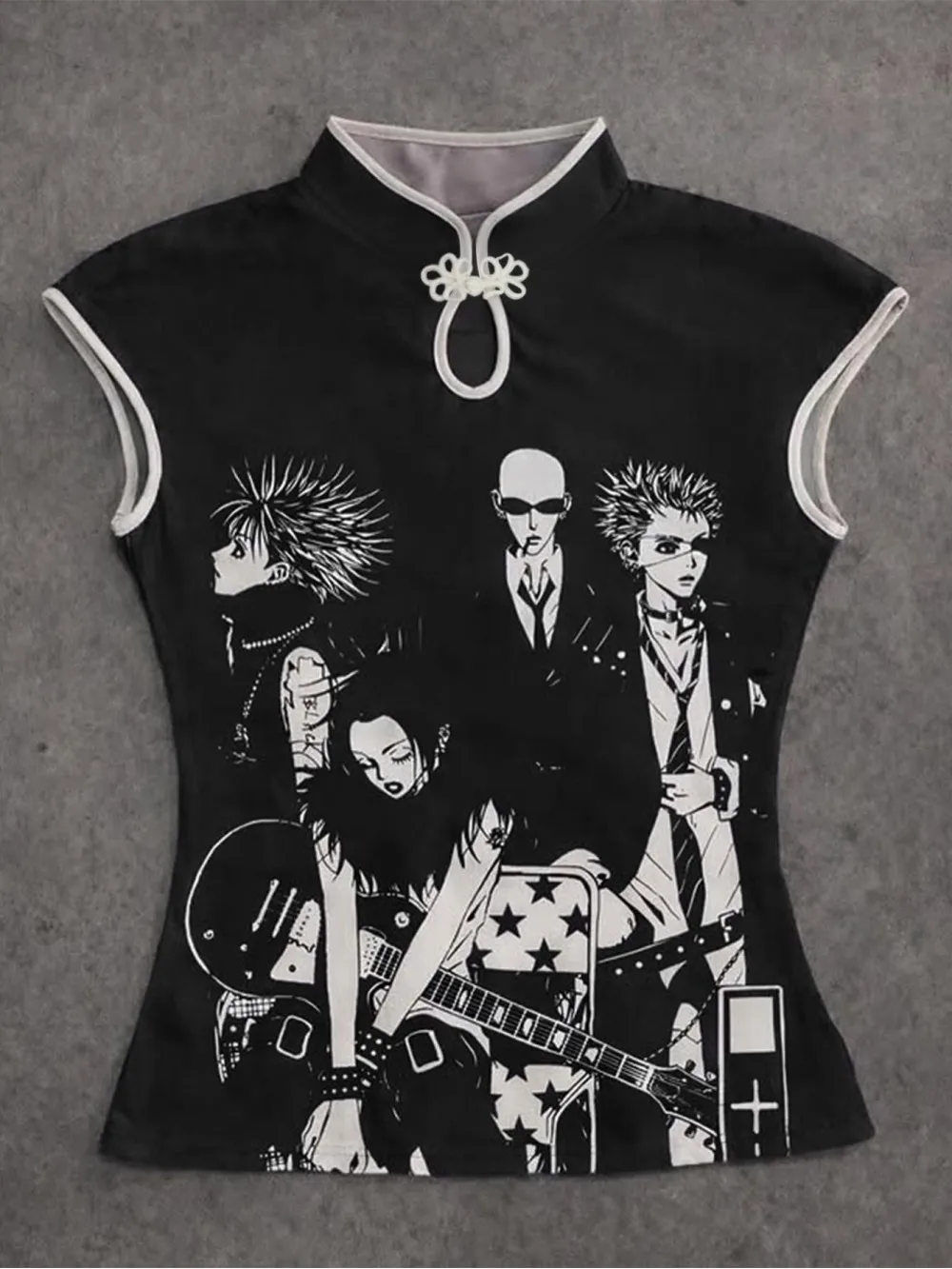 2026 New Retro Y2K New Chinese Printed T-Shirt Slim Fit and Slimming, Spicy Girl niche Short Sleeved Fashion Top punk gothic INS