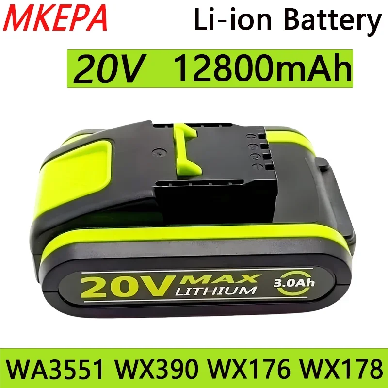20V 12.8Ah Lithium Battery for Worx Lpega WA3551 WA3551.1 WA3553 WA3641 WG629E WG546E WU268 WX678 WX550.2 WX550 Worx Tools