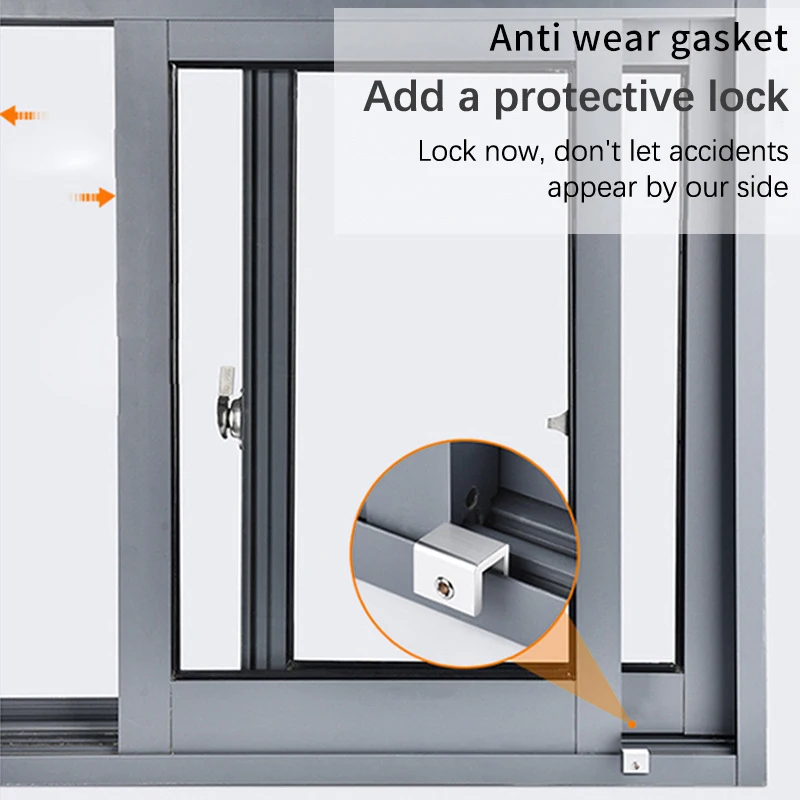 1PC Child Protection Baby Safety Adjustable Sliding Window Locks Stop Aluminum Alloy Security Lock With Keys Safety Window Lock