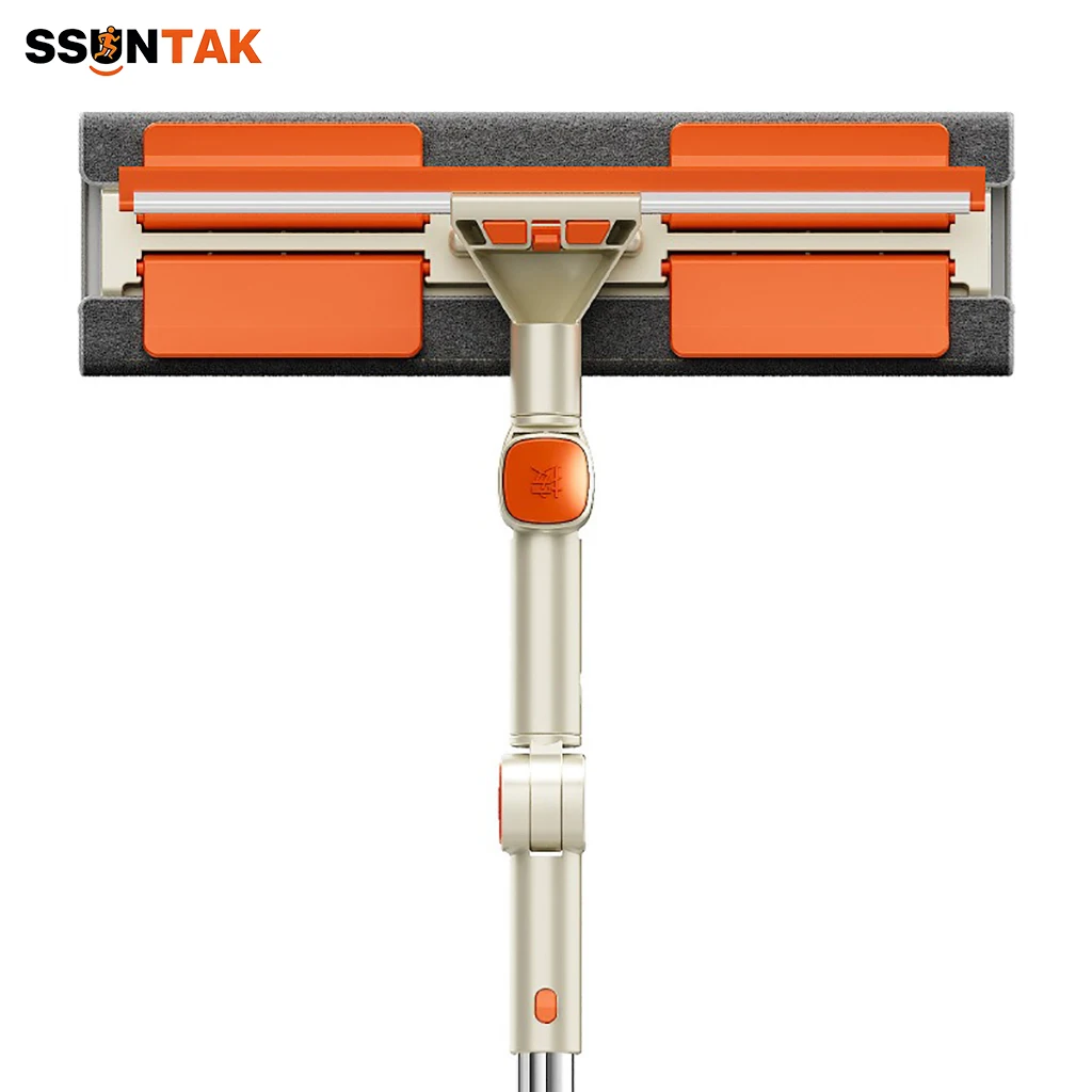 SSUNTAK 2 in 1 Rotatable Joint Telescopic Glass Window Squeegee Multi Purpose Window Cleaning Wiper Tool for Mirror Tile Floor