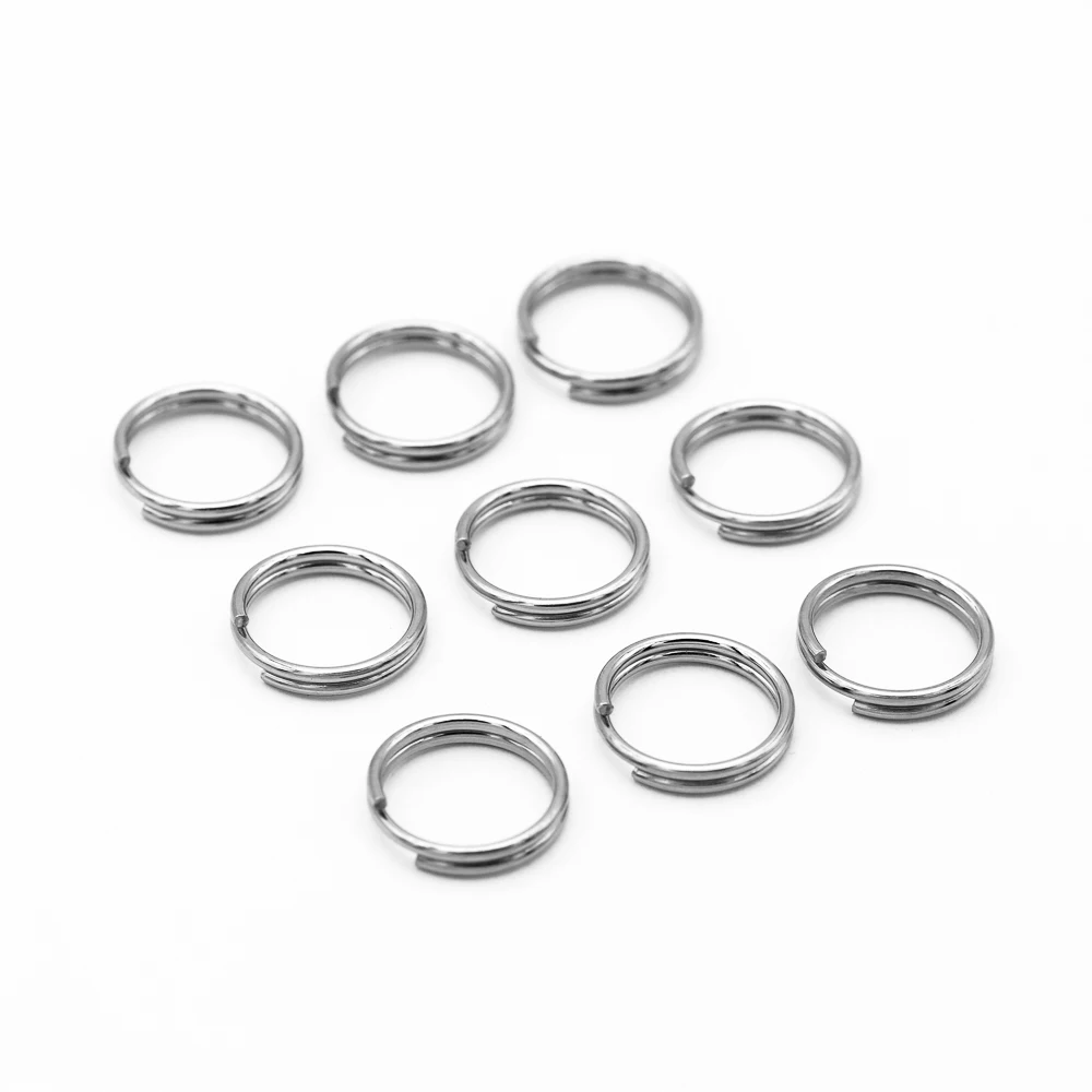 100pcs/lot 6-20mm 304 stainless steel  Key Holder Split Rings Unisex Keyring Keychain Keyfob Accessories Keychain Making