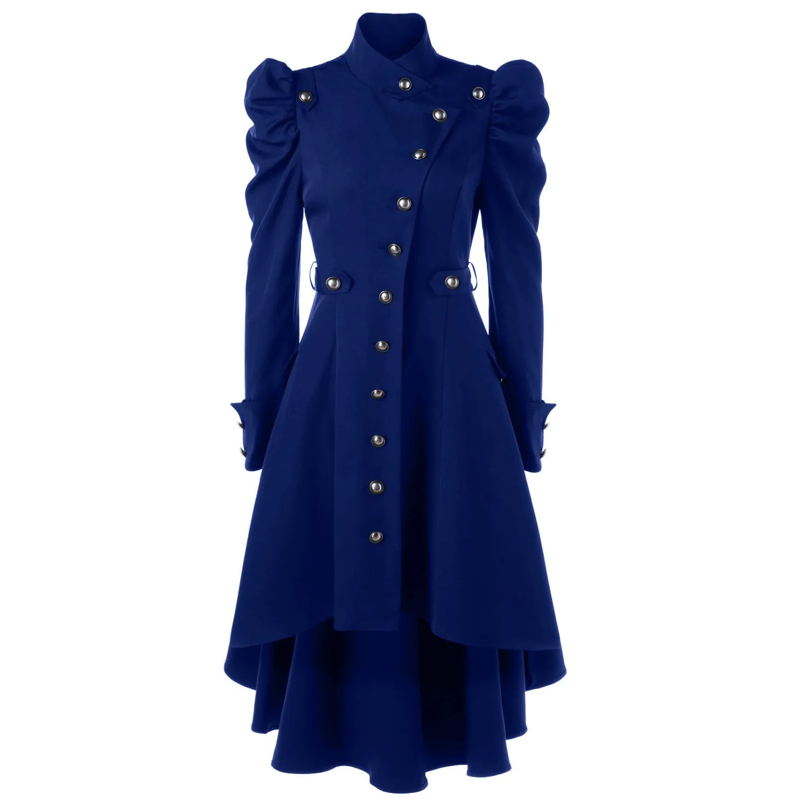 여성용 중세 빅토리아 빈티지 단추 업 원피스 퍼프 소매 스팀펑크 고딕 코스프레, 할로윈 코스튬 롱 재킷 코트