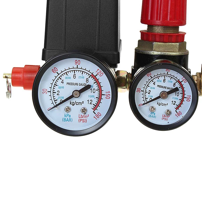 Small Air Compressor Pressure Switch Control Valve Regulator With Gauges Fittings Pneumatic Accessories Quick Response 240V