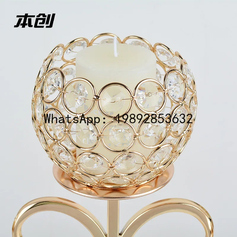 

x-14 European crystal creative wrought iron retro candle gold decorative ornament