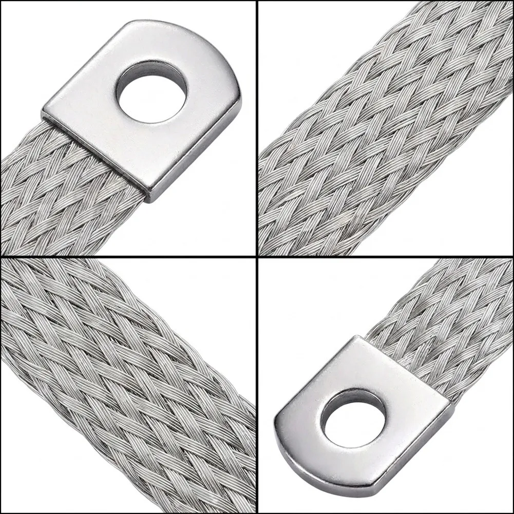 2 Pcs 12Inch 4 Gauge For Braided Ground Strap Tin-Plated Battery Cable For Car Marine Solar Generator Chassis Negative Termina