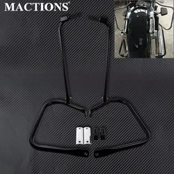 Motorcycle Saddlebag Bracket Guard W/ Support Bar Black/Chrome For Harley Touring Road King Road Glide FLHTC FLTRU 1997-2008